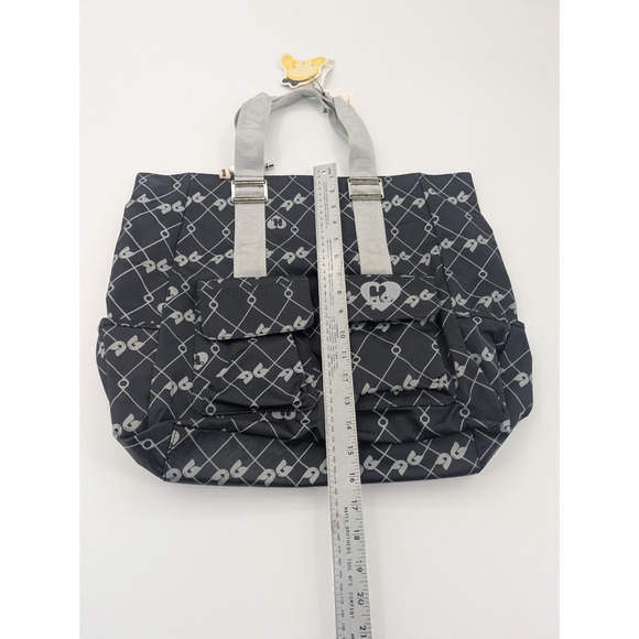 HARAJUKU LOVERS Tote Bag Black/ Grey Snap Top Uh-O Safety Net 8302 - Picture 2 of 9